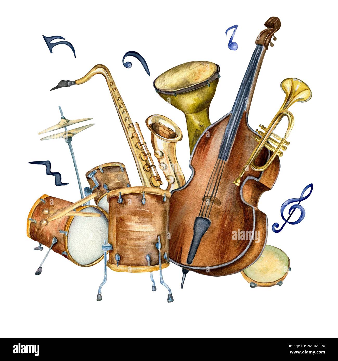 Composition des instruments de musique jazz et des signes