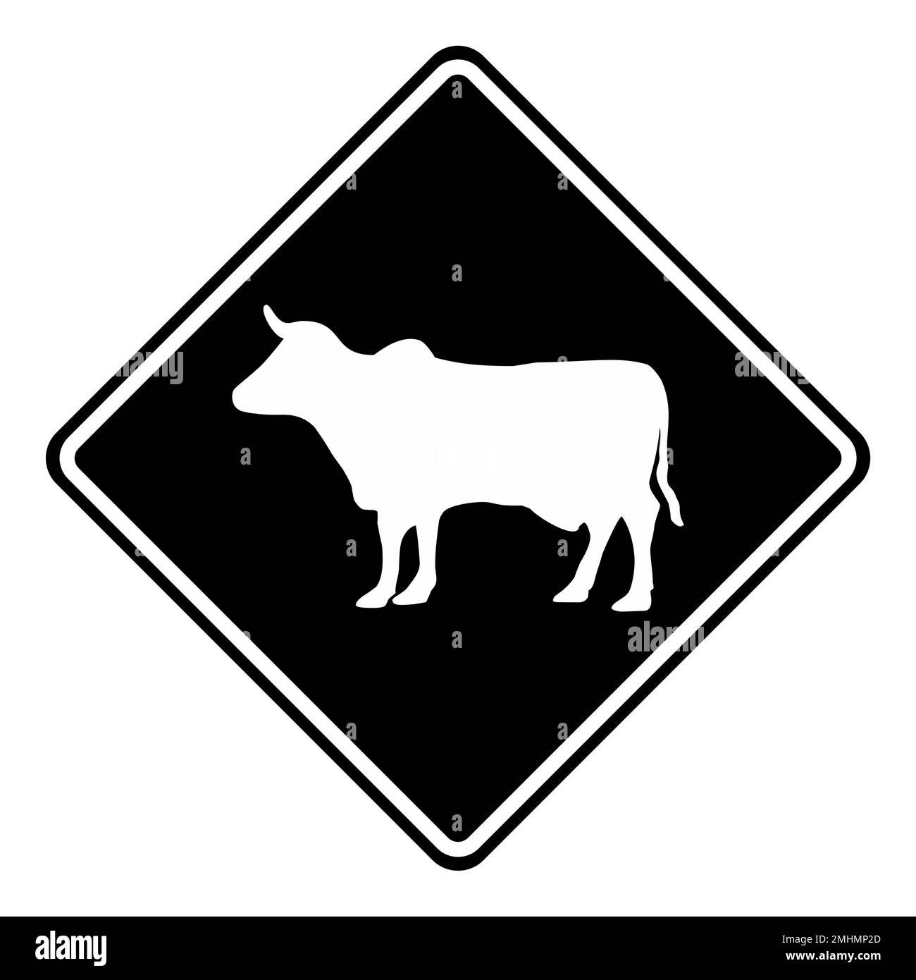 Un panneau d'avertissement de trafic de bovins noir et blanc Illustration de Vecteur