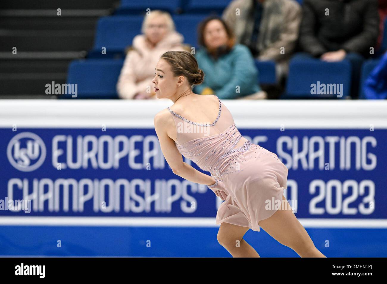 Anastasiia GUBANOVA (GEO), au cours du programme femmes courtes, aux Championnats européens de patinage artistique 2023 de l'UIP, à Espoo Metro Areena, sur 26 janvier 2023, à Espoo, Finlande. Credit: Raniero Corbelletti/AFLO/Alay Live News Banque D'Images