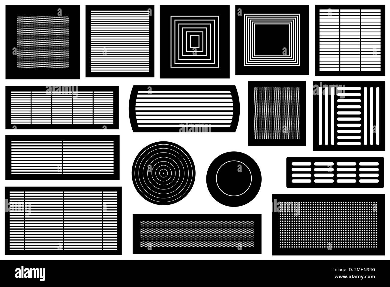 Collage de différentes grilles de ventilation isolées sur blanc Banque D'Images