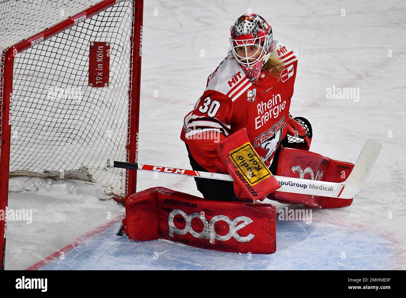 COLOGNE, ALLEMAGNE - 24 JANVIER 2023: Match de hockey DEL Koelner Haie - Iselorhn Roosters Banque D'Images