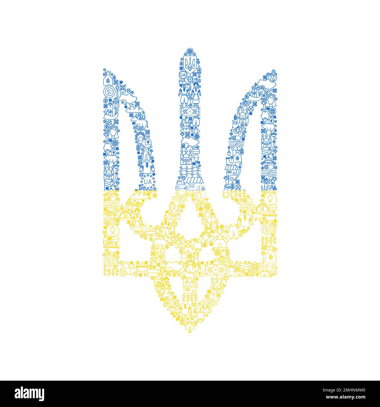 Ukraine Trident Line Illustration de Vecteur