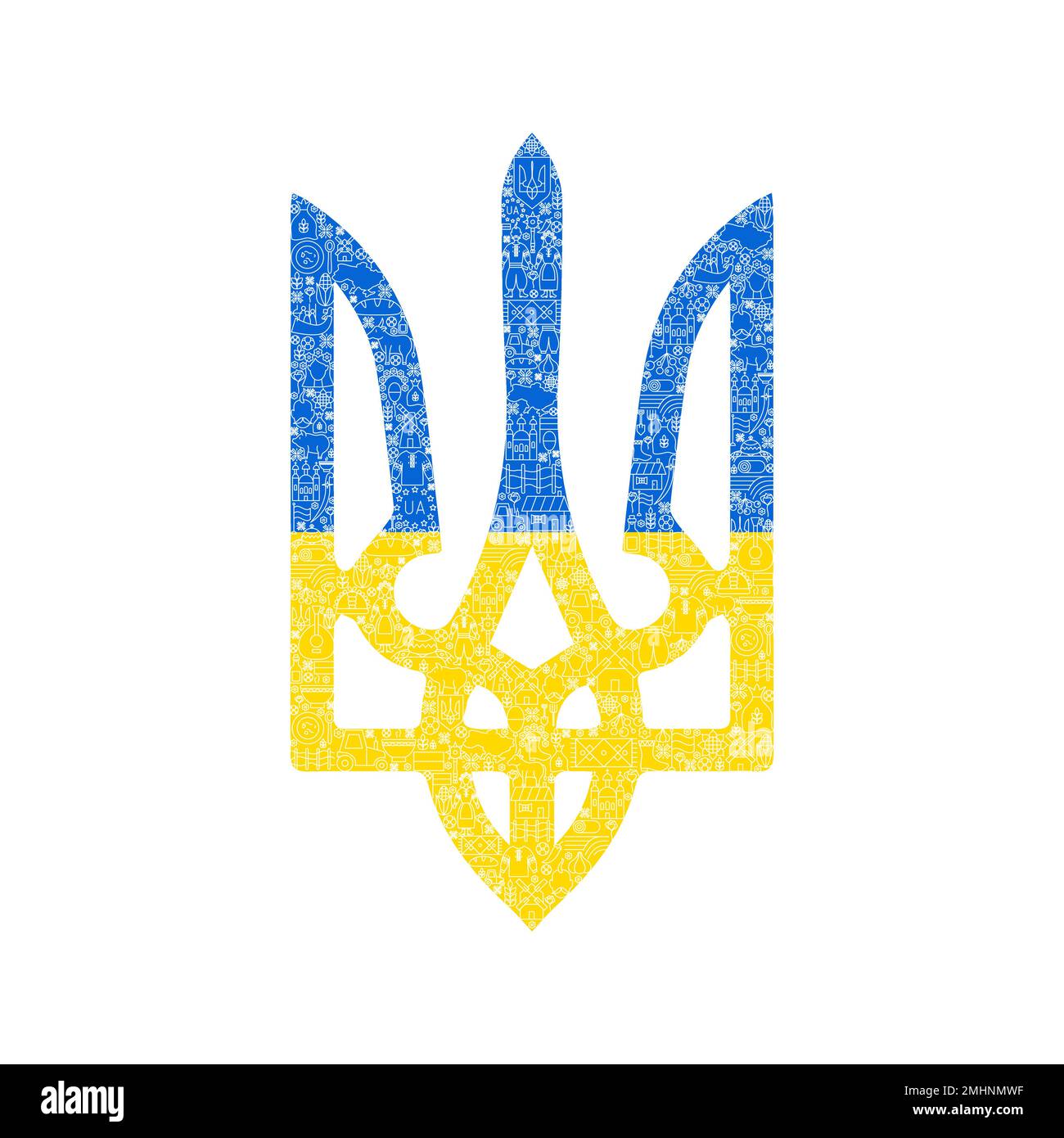 Ukraine Trident Line Art Illustration de Vecteur