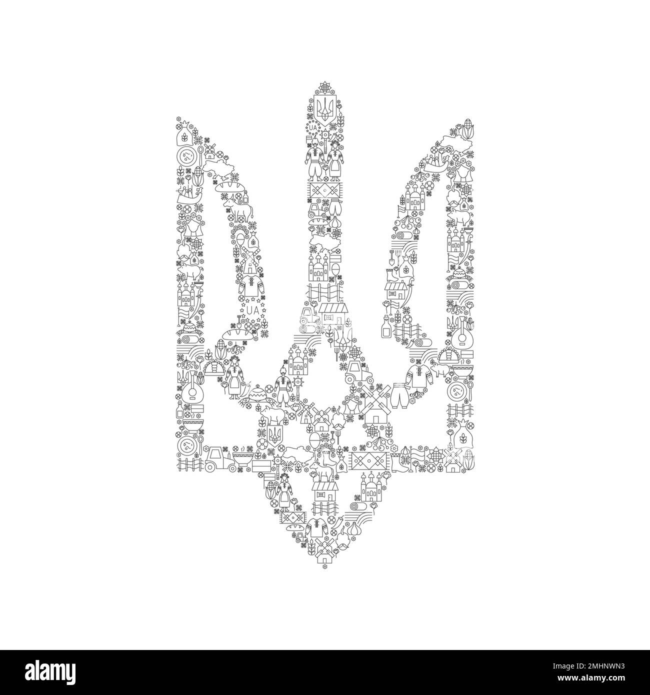 Ukraine ligne des armoiries Illustration de Vecteur