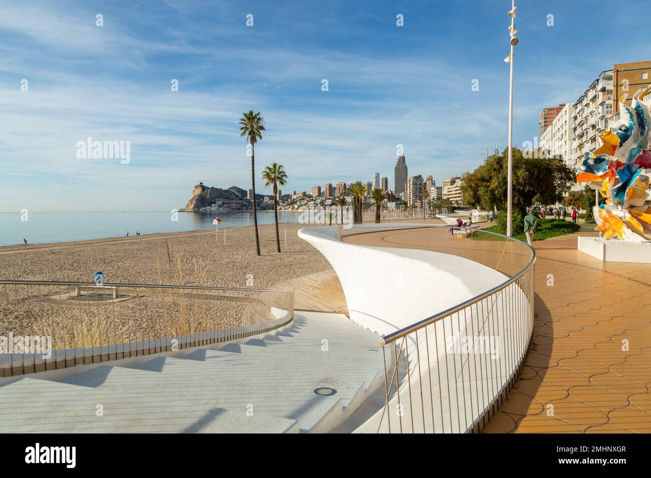 Plage de Poniente, Benidorm, Alicante, Espagne Banque D'Images