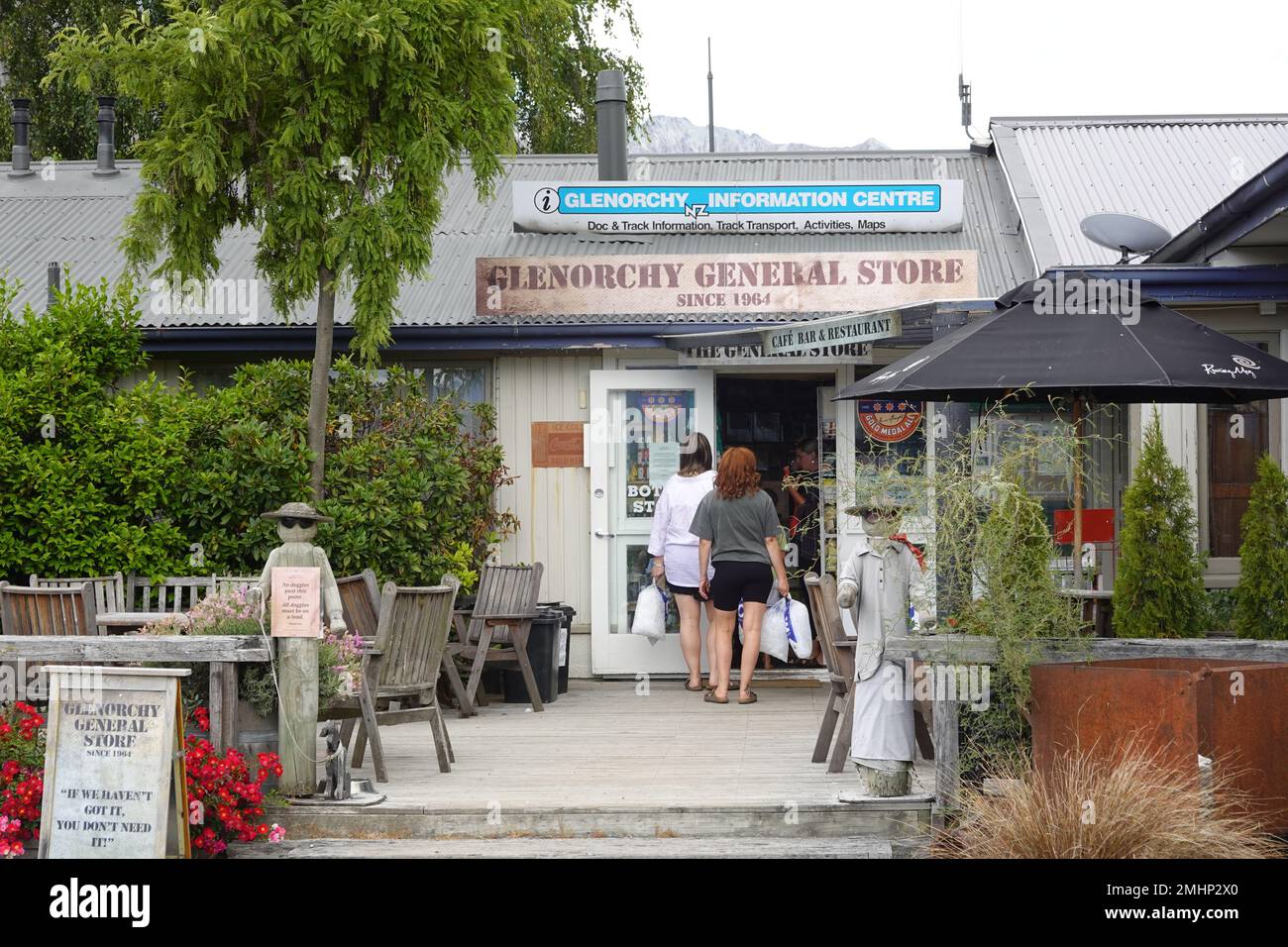 Magasin général de Glenorchy, colonie de Glenorchy à l'extrémité nord du lac Wakatipu, région d'Otago, Île du Sud, Nouvelle-Zélande Banque D'Images