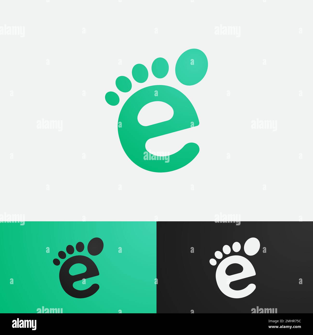 Modèle de logo E en forme de pied avec couleur dégradé pour le design de l'entreprise Illustration de Vecteur