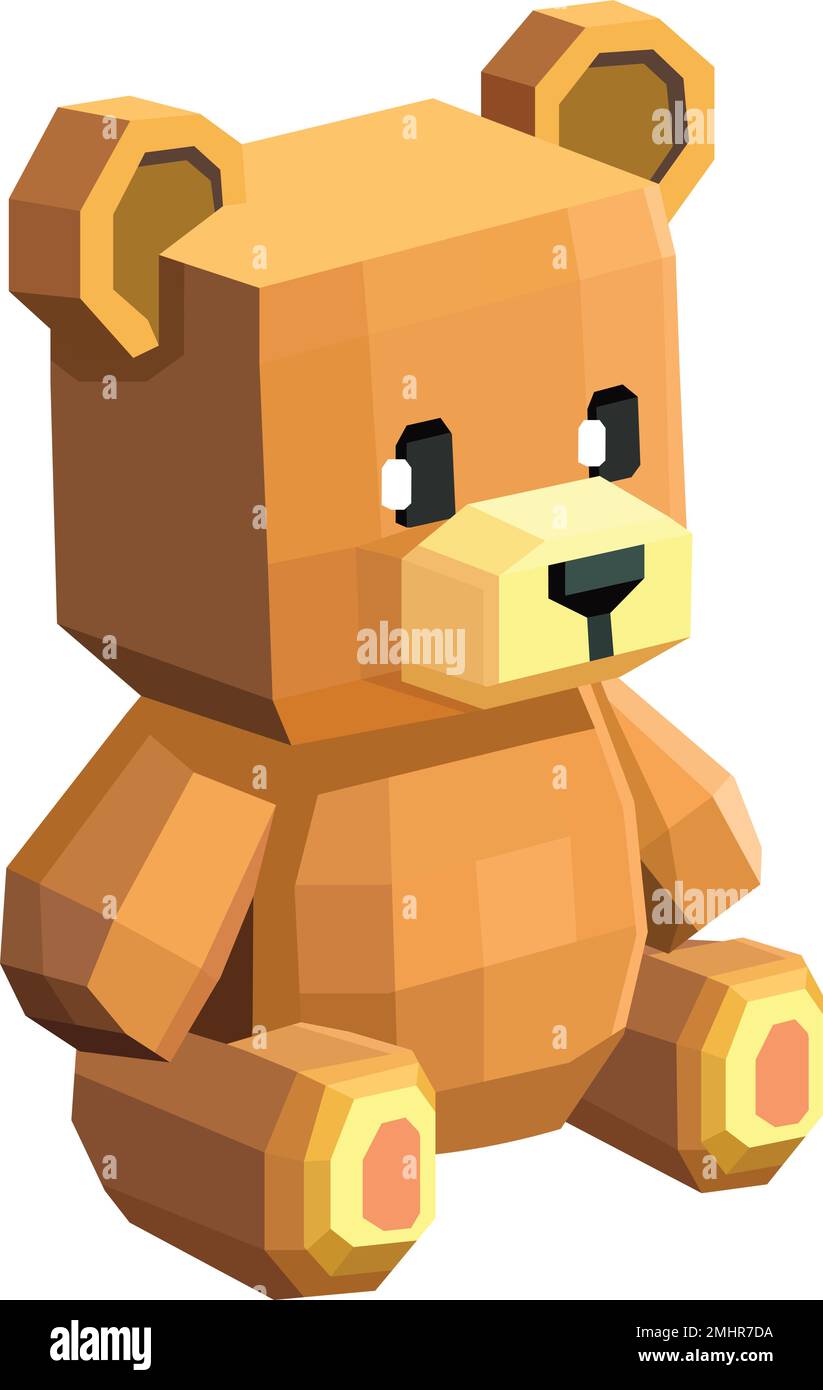 Ours en peluche Vector assis dans un modèle réduit en poly isométrique 3D Illustration de Vecteur