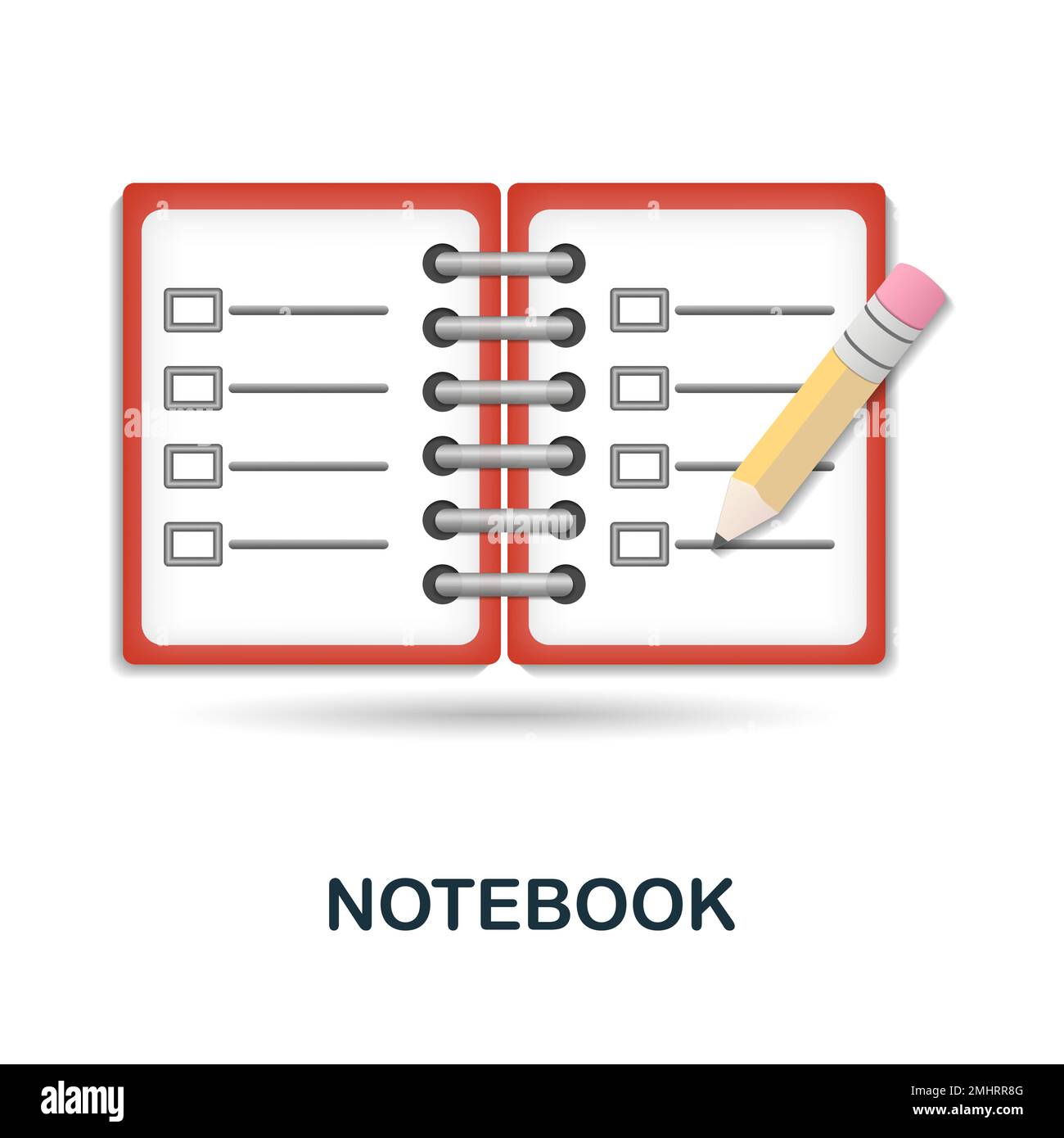 Icône Bloc-notes. 3d illustration de la collection du lieu de travail. Icône Creative Notebook 3D pour la conception Web, les modèles, les infographies et bien plus encore Illustration de Vecteur