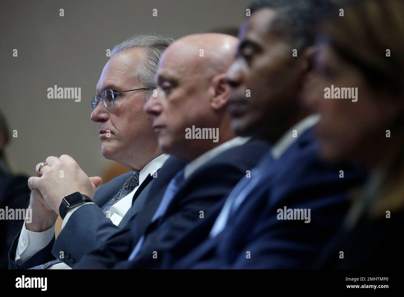 Pacific Gas and Electric Company (PG&E) CEO Bill Johnson, from left