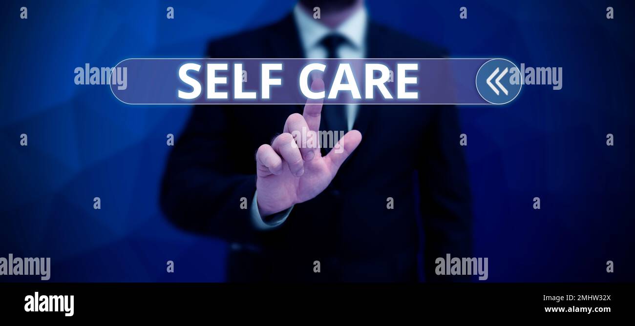 Présentation conceptuelle Self Care. Concept sens donner le confort à votre propre corps sans consultant professionnel Banque D'Images