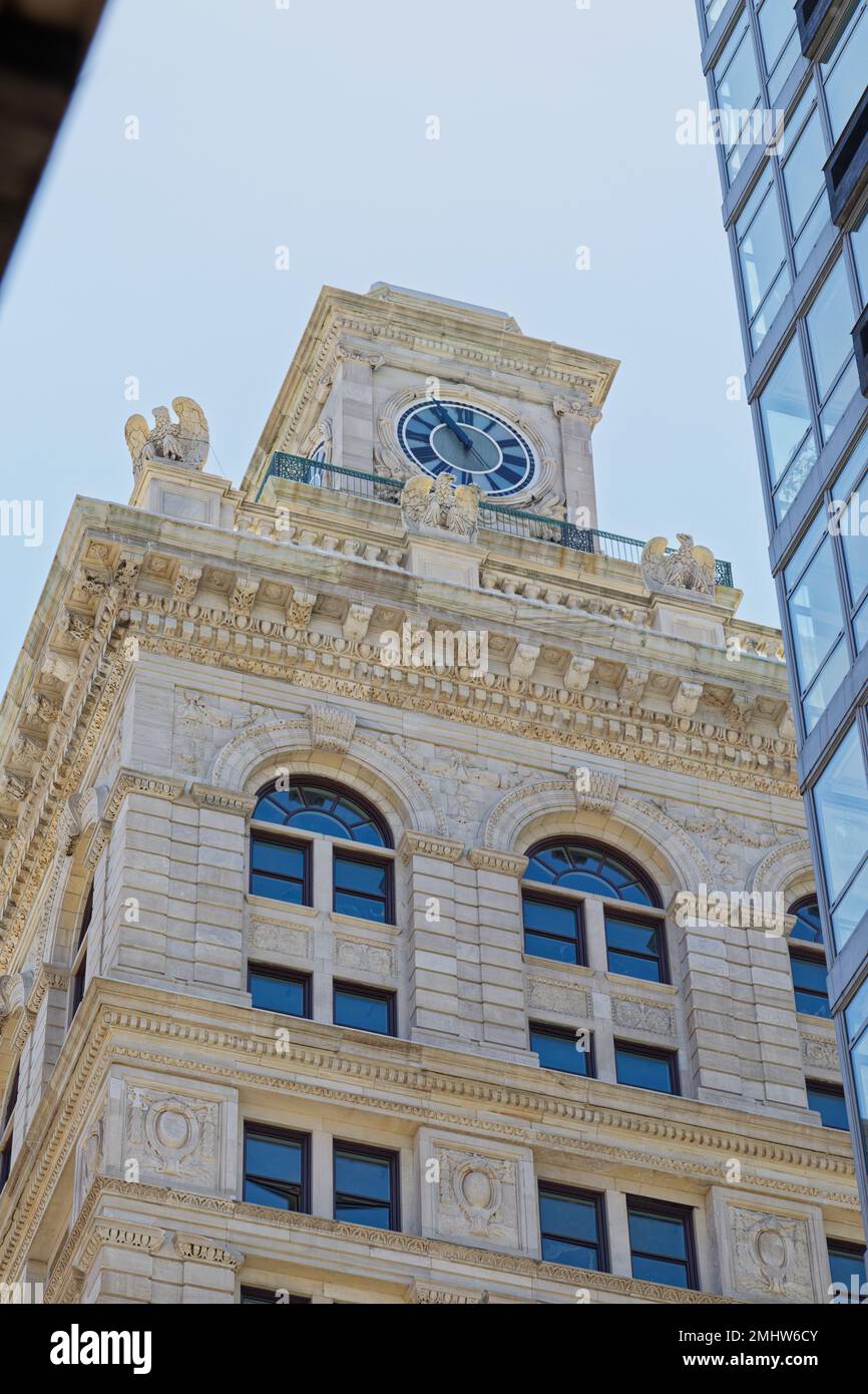 Le 108 Leonard Street, alias Clock Tower Building, a été construit comme New York Life Insurance Company Building. Le site de New York est maintenant des appartements. Banque D'Images