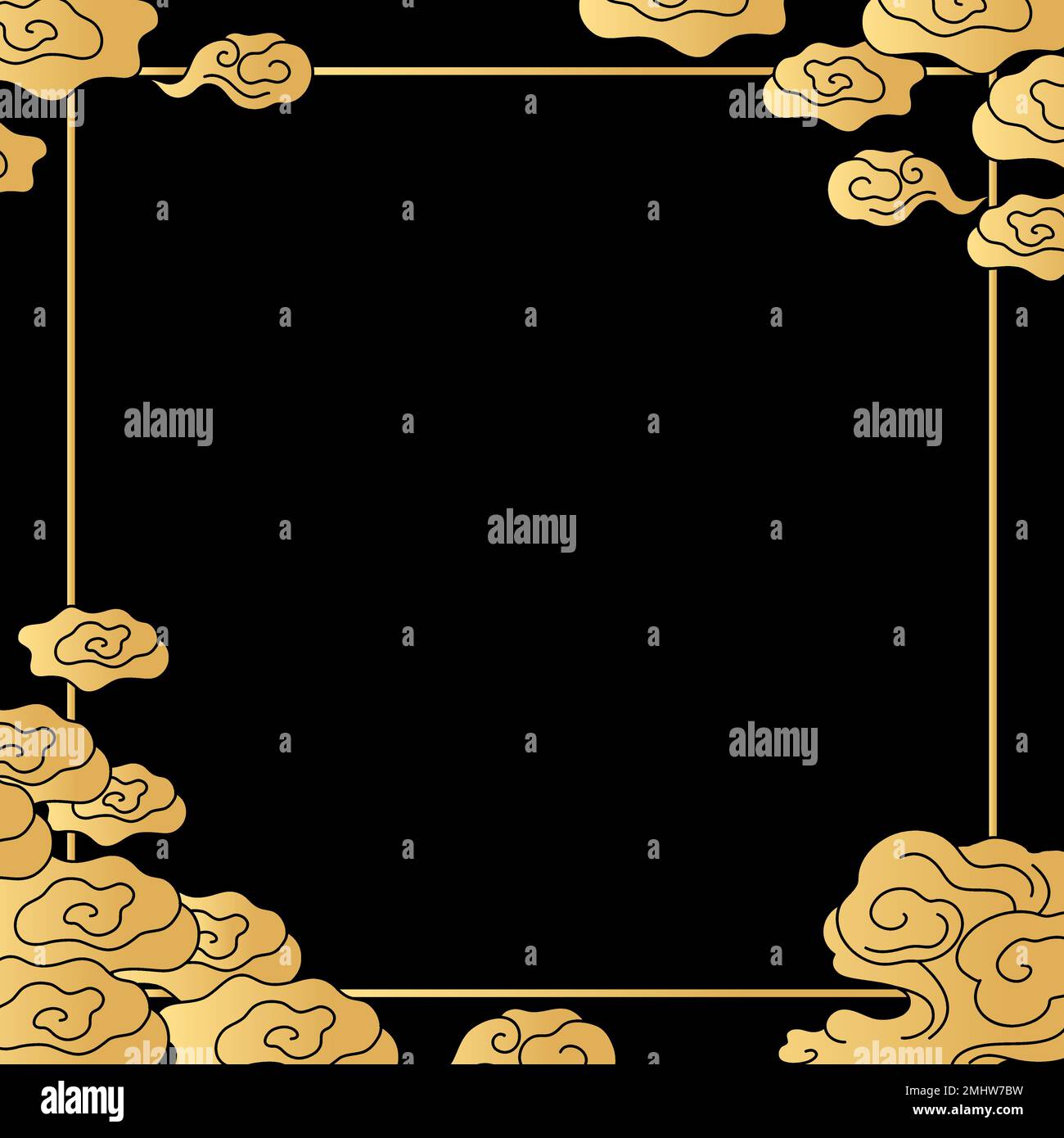Cadre oriental doré, vecteur d'illustration chinois nuage Illustration de Vecteur
