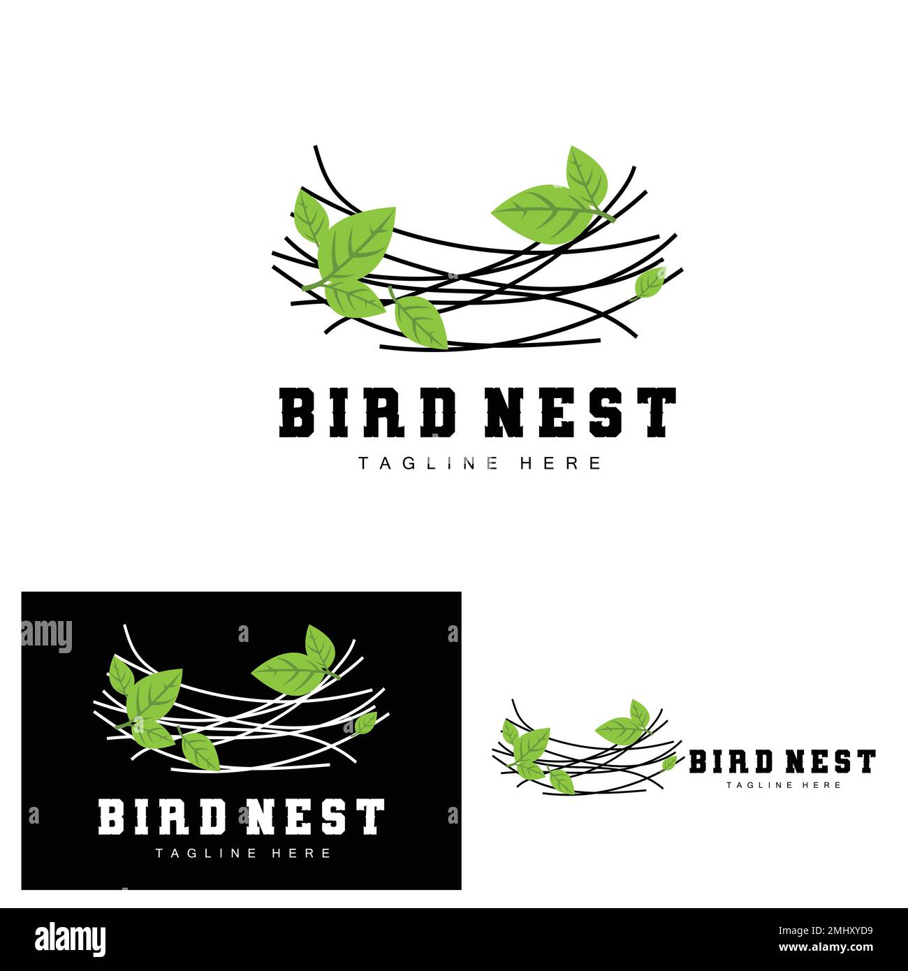 Logo Bird's Nest, vecteur Bird House pour œufs, illustration du logo Bird Tree Illustration de Vecteur