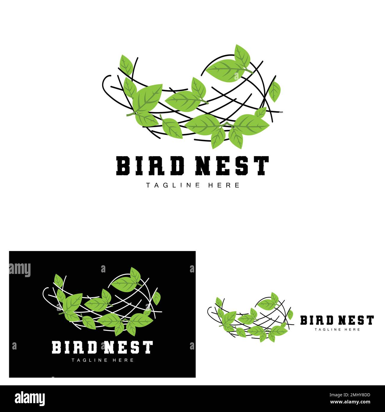 Logo Bird's Nest, vecteur Bird House pour œufs, illustration du logo Bird Tree Illustration de Vecteur