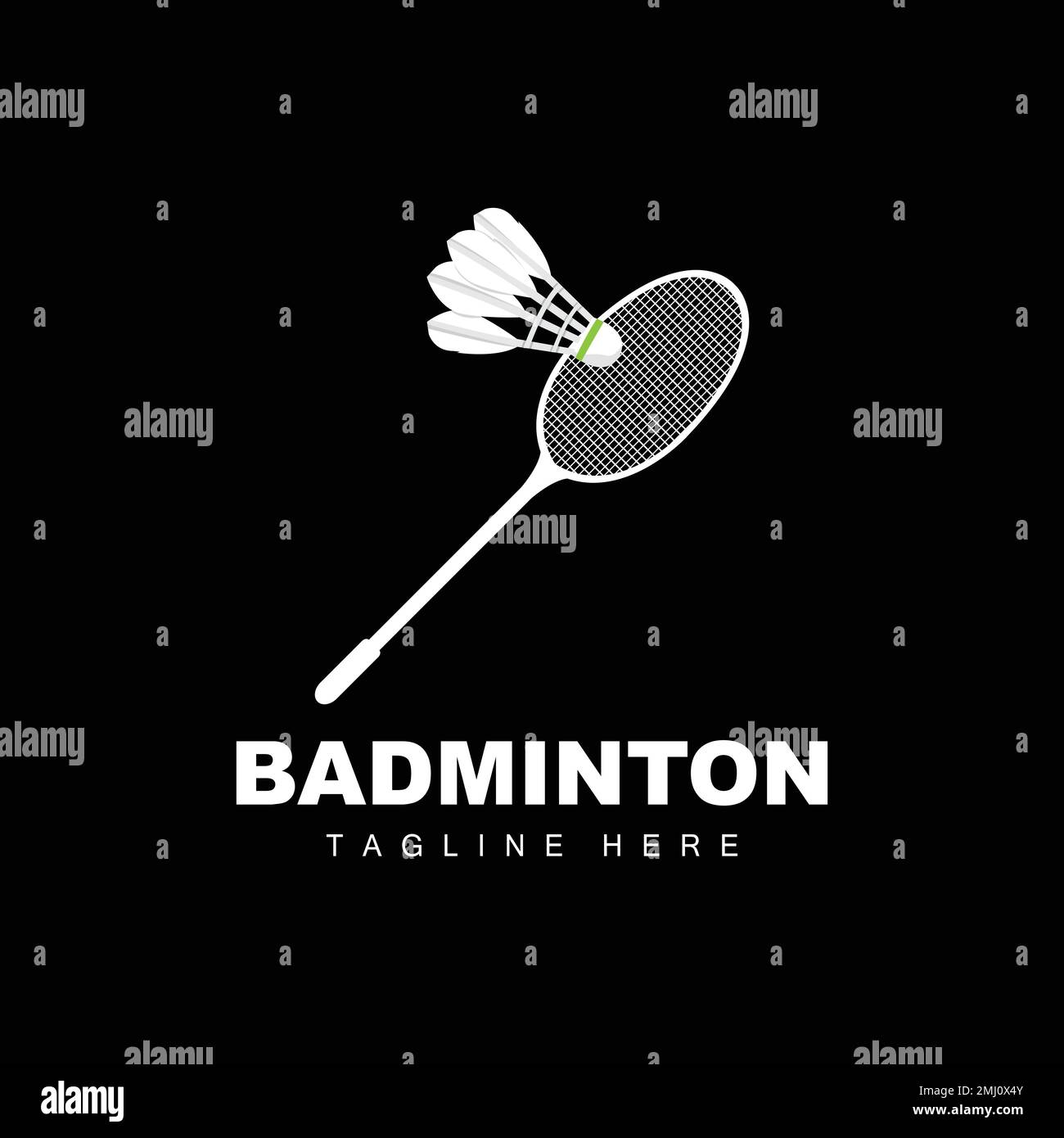 Logo de badminton, vecteur de jeu de sport avec raquette à obturateur, conception de branche de sport, icône de modèle Illustration de Vecteur