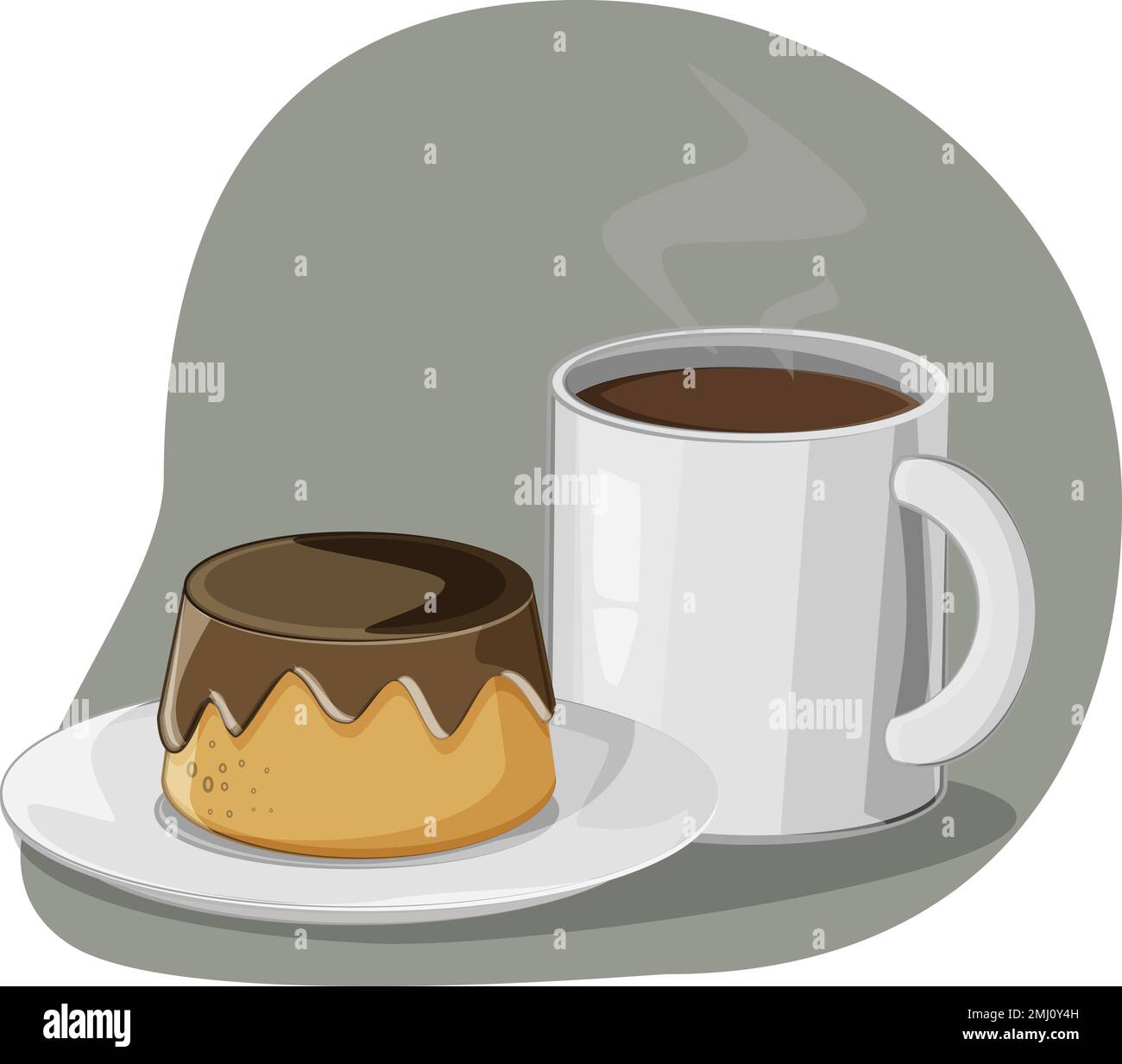 Délicieux pudding au chocolat et au café chaud et savoureux Illustration de Vecteur
