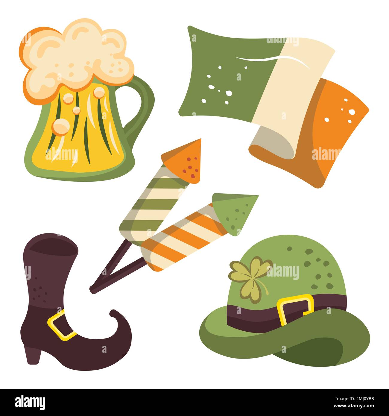 jeu d'illustrations pour les patricks st drapeau irlandais, fards à bière blonde vert Illustration de Vecteur