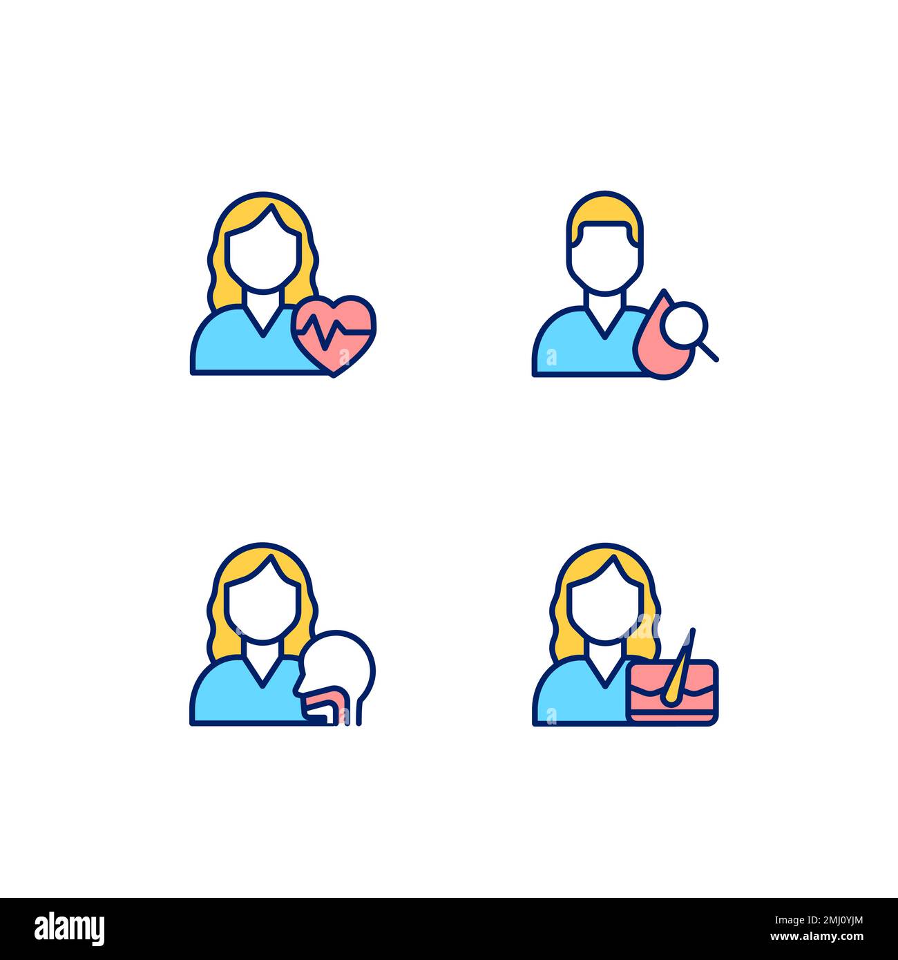 Jeu d'icônes de couleur RVB Perfect pixel de rendez-vous avec médecin Illustration de Vecteur