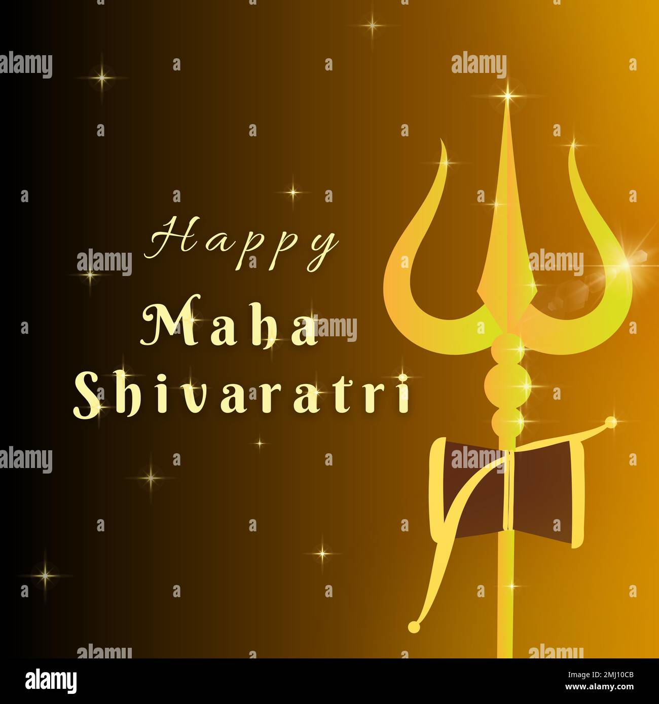 Happy Maha Shivaratri avec Gold Trishula de Lord Shiva. Pour les affiches, les cartes, les publications sur les réseaux sociaux, etc Banque D'Images