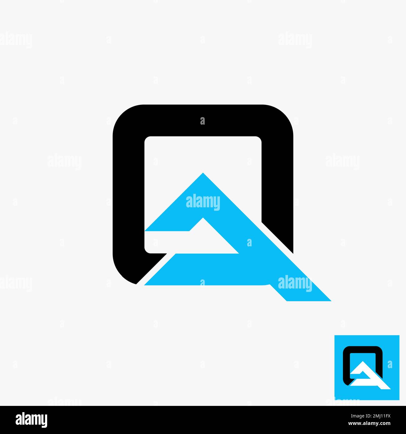 Police simple et unique lettre ou mot Q dans le rectangle créatif graphique icône graphique logo design abstrait concept vecteur stock typographie ou monogramme Illustration de Vecteur