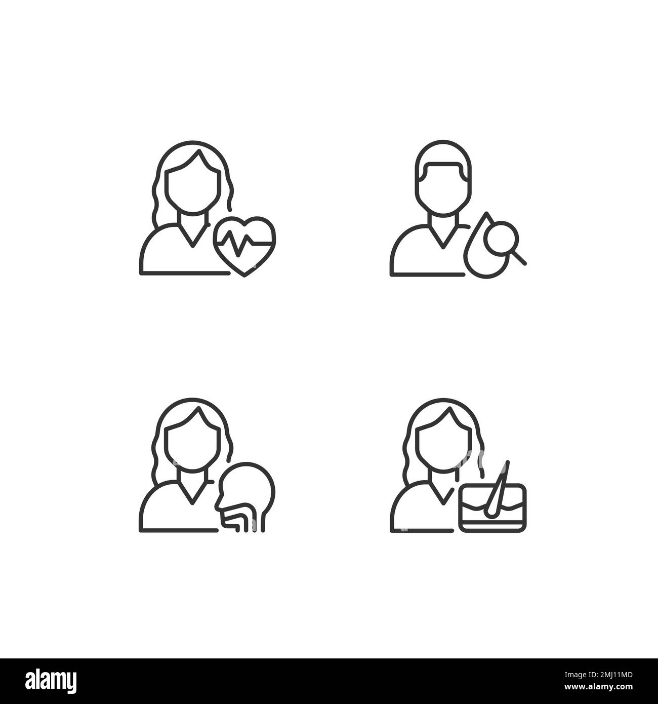 Ensemble d'icônes linéaires pixel Perfect de rendez-vous avec médecin Illustration de Vecteur