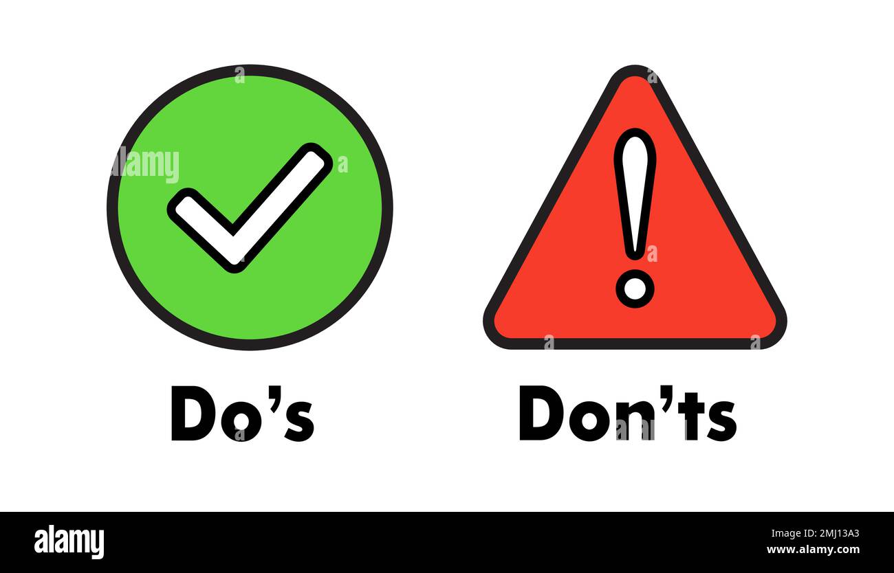 Illustration vectorielle des panneaux rouges verts à faire et à ne pas faire Illustration de Vecteur
