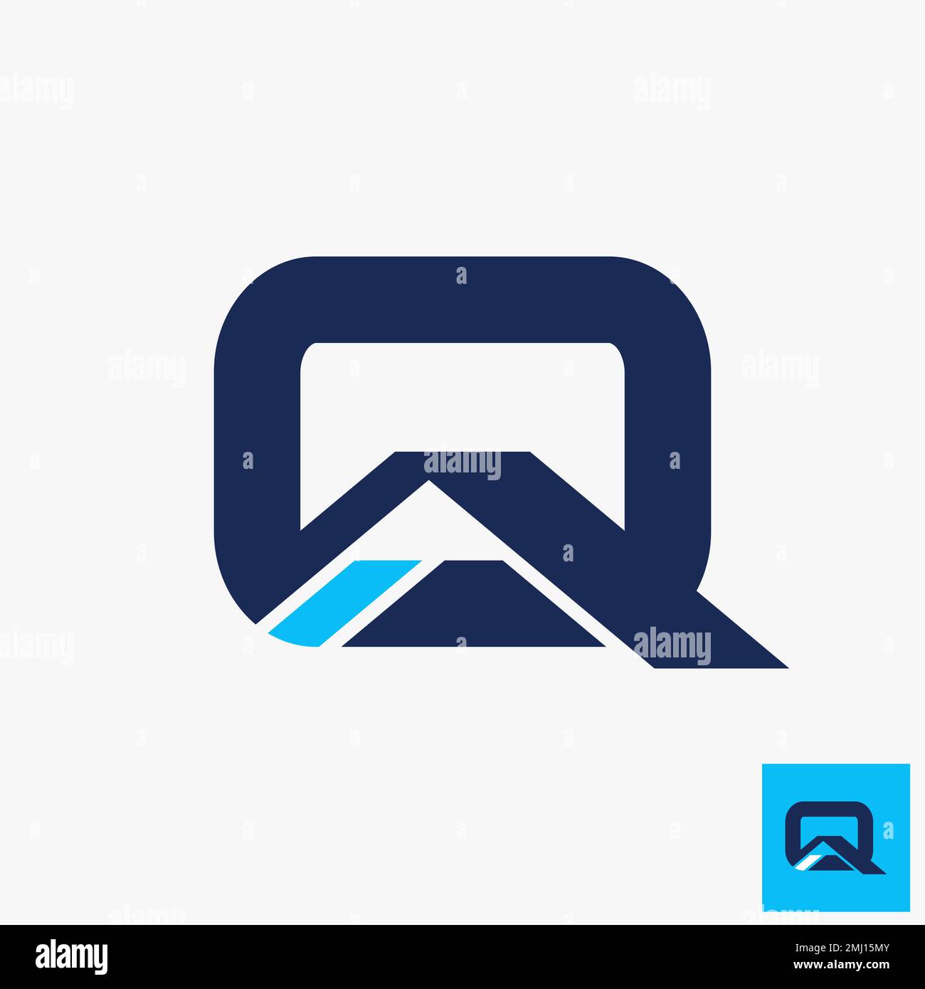 Police simple et unique lettre ou mot Q dans le rectangle créatif graphique icône graphique logo design abstrait concept vecteur stock typographie ou monogramme Illustration de Vecteur