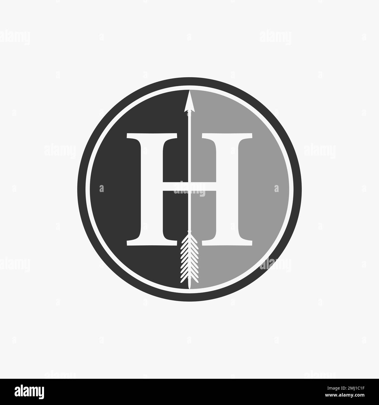 Simple et unique lettre ou mot H serif police avec flèche et oiseau sur cercle bloc graphique logo design abstrait concept vecteur stock classique ou initial Illustration de Vecteur