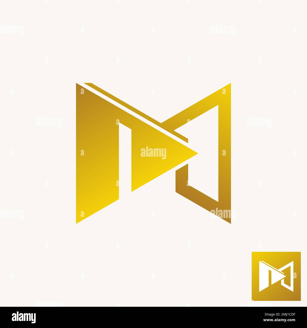 Simple et unique lettre ou mot M ligne police avec jouer signe graphique icône logo design abstrait concept vecteur musique vidéo ou initial Illustration de Vecteur