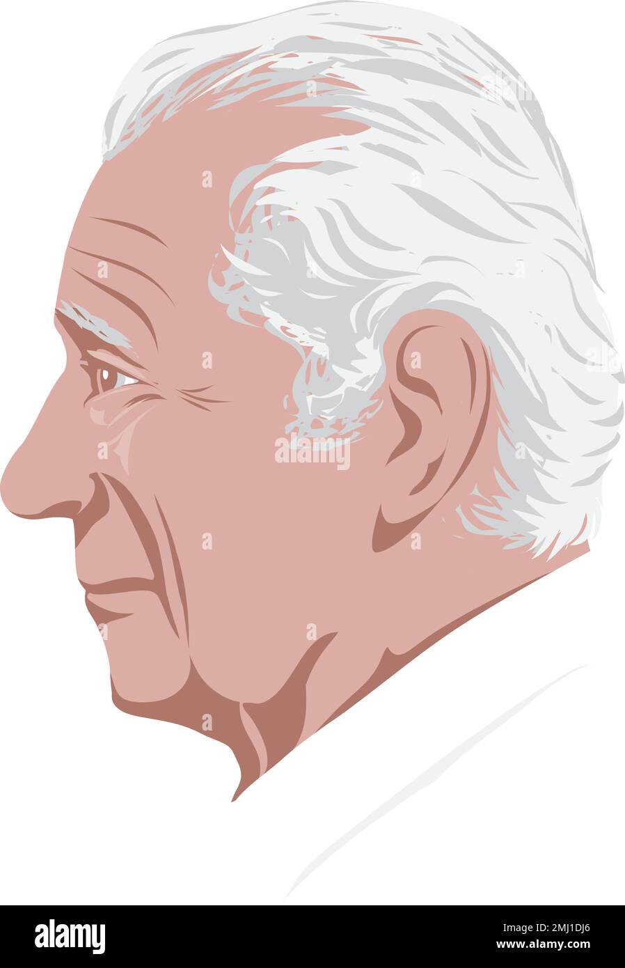 King Charles III profil regardant à gauche. Usage éditorial uniquement. Illustration de Vecteur