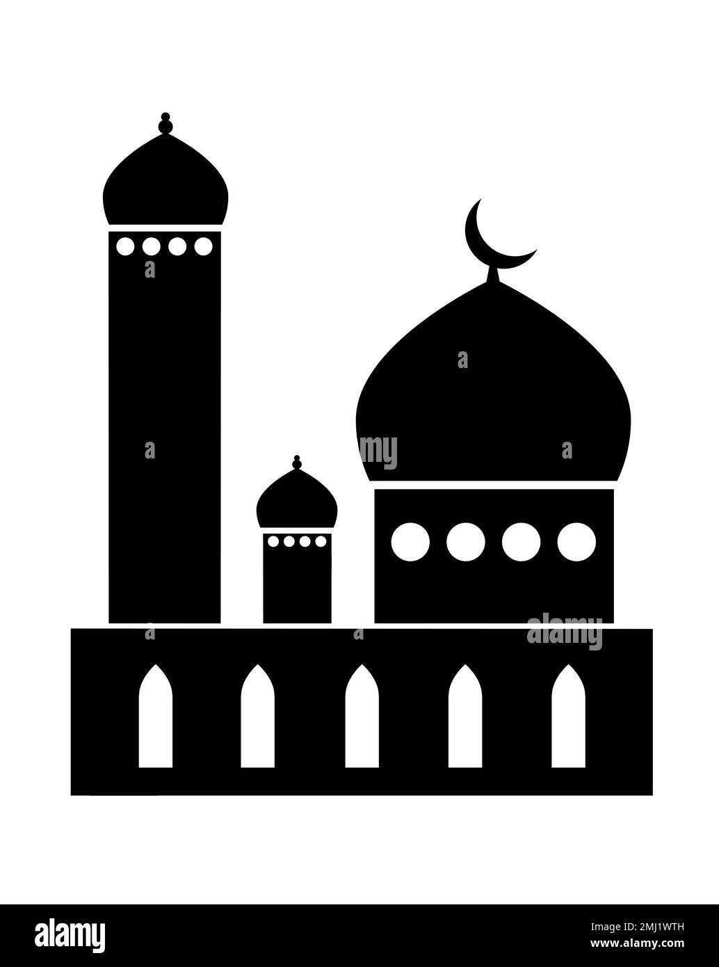 Les silhouettes noires des paysages urbains islamiques du Ramadan Illustration de Vecteur