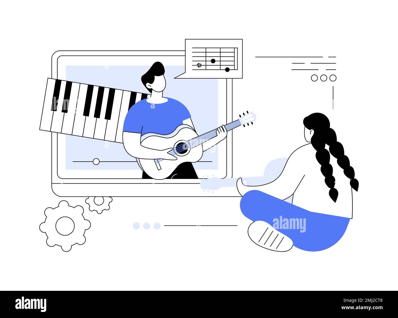 Leçons de musique en ligne résumé concept illustration vectorielle. Illustration de Vecteur