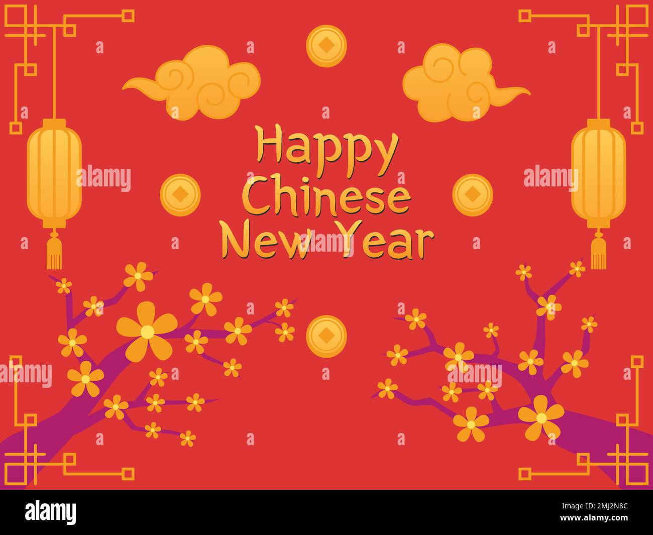 Illustration plate du nouvel an chinois heureux, avec ornement. Conception vectorielle. Illustration de Vecteur