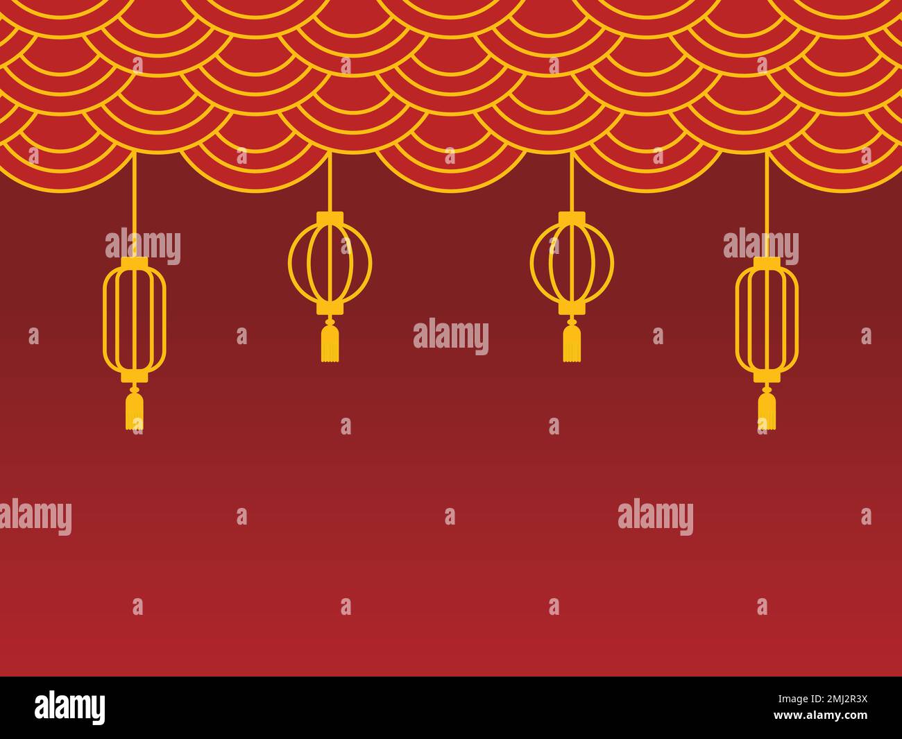 Décoration chinoise joyeuse du nouvel an avec motif d'illustration vectoriel de lanterne traditionnelle. Illustration de Vecteur