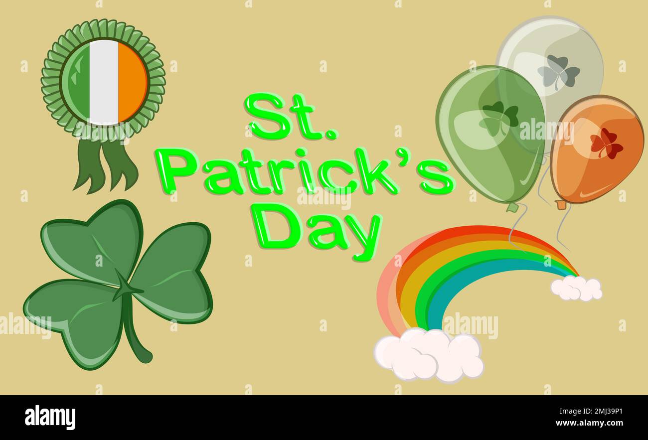 Éléments mignons dessinés pour St. patrick Illustration de Vecteur