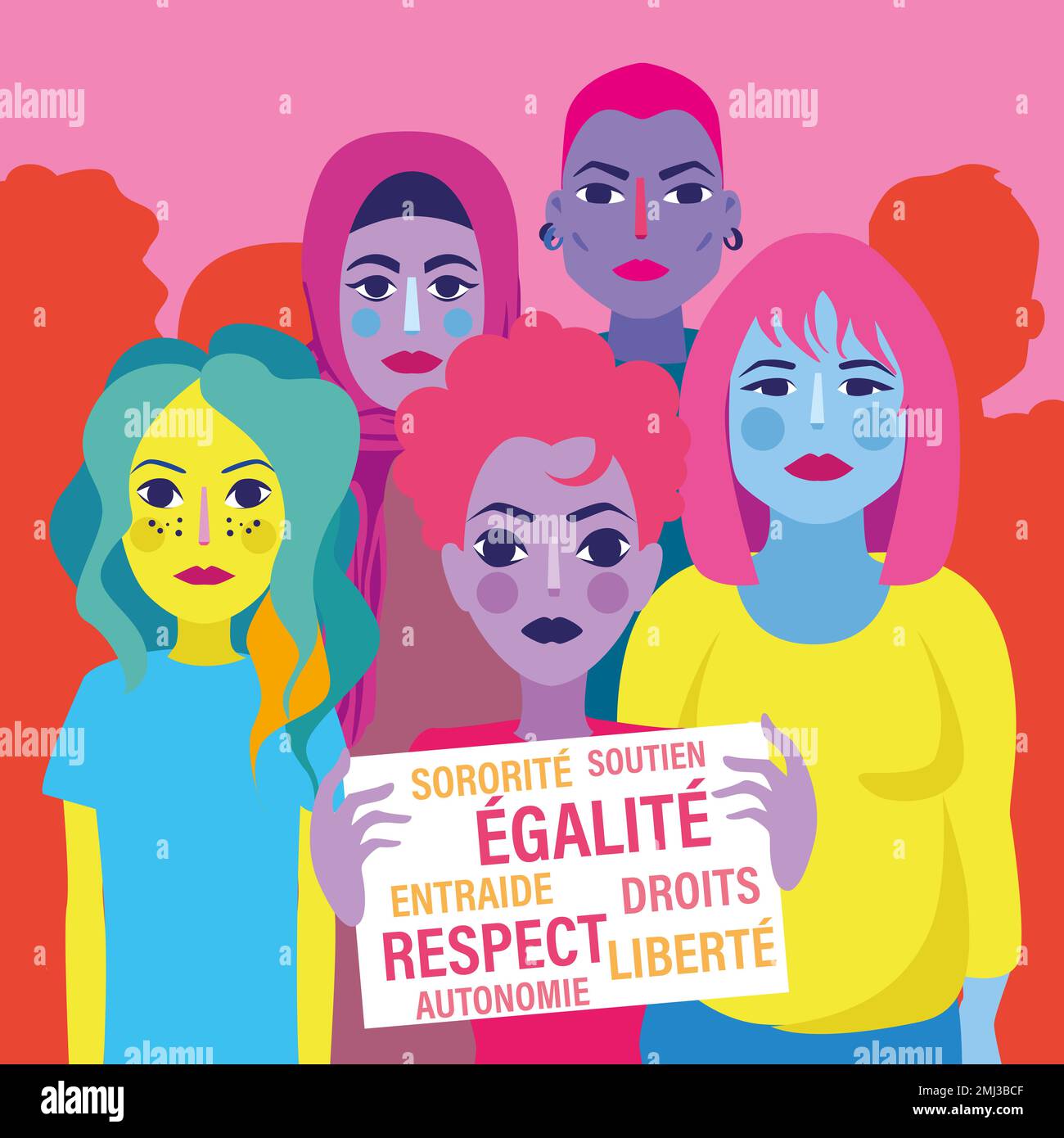 Illustration des droits des femmes - thème de la bannière de conception inclus Banque D'Images