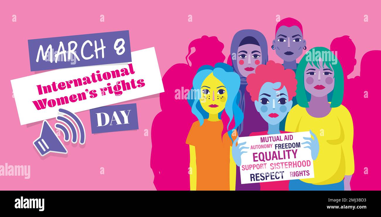 Thème de la bannière d'illustration de la journée internationale des droits des femmes Banque D'Images
