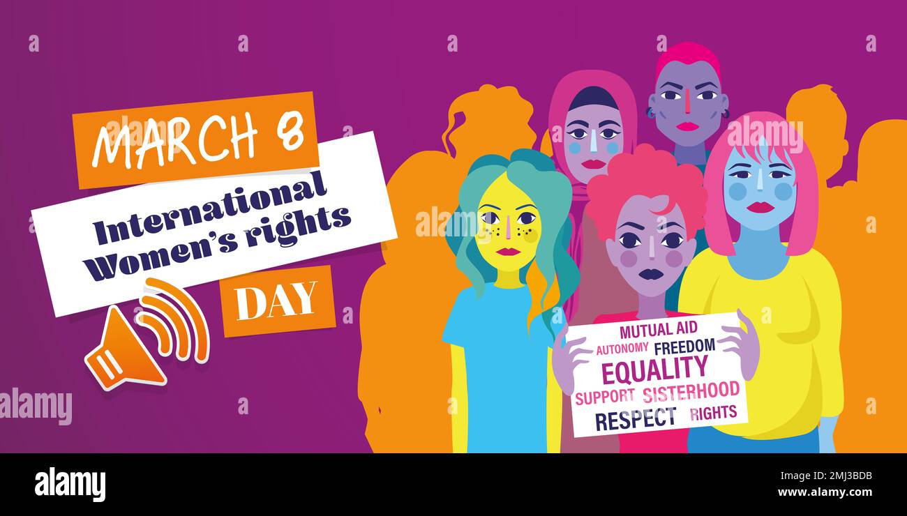 Thème de la bannière d'illustration de la journée internationale des droits des femmes Banque D'Images