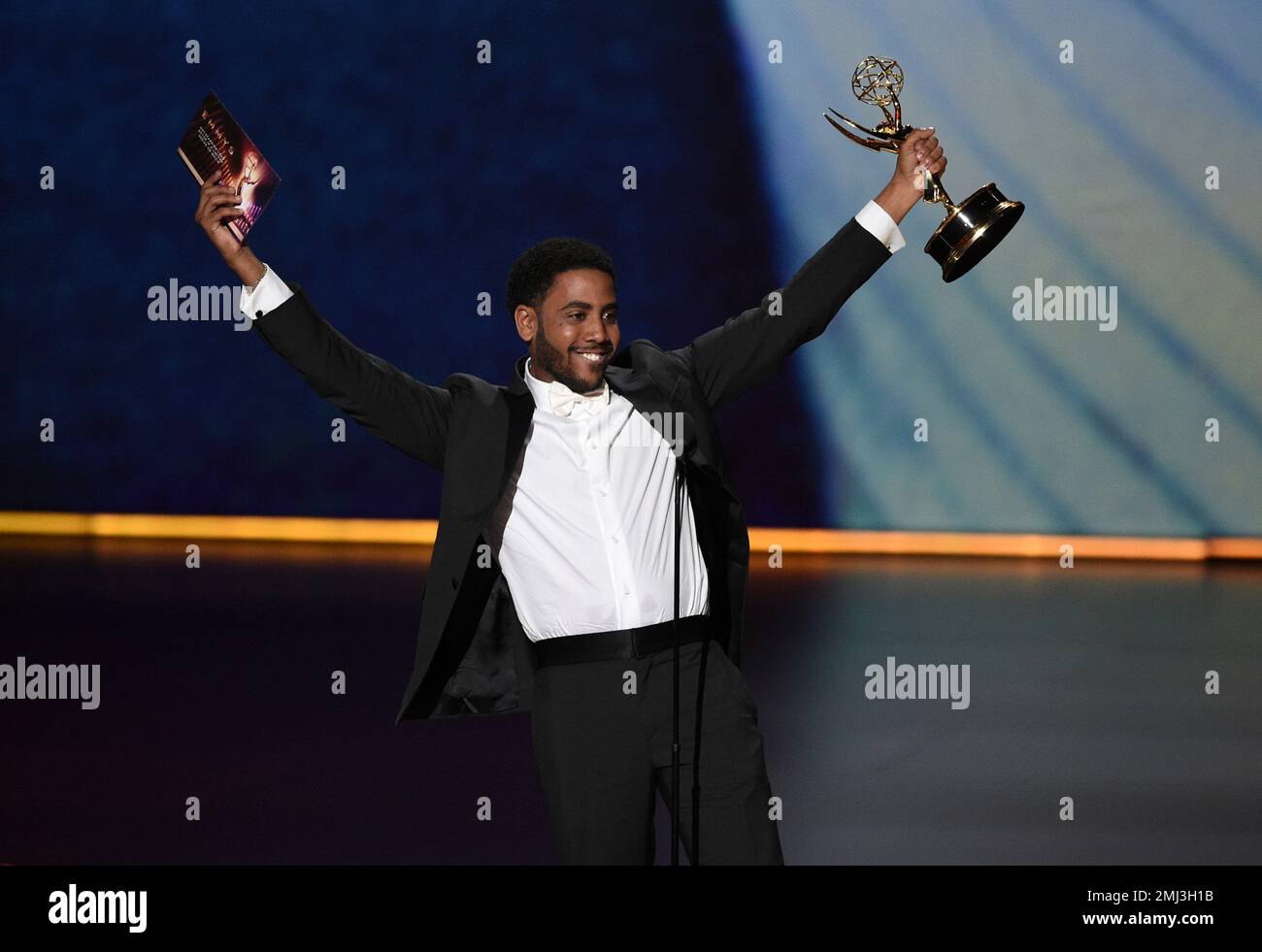 Jharrel Jerome accepts the award for outstanding lead actor in a limited series or movie for "When They See Us" at the 71st Primetime Emmy Awards on Sunday, Sept. 22, 2019, at the Microsoft Theater in Los Angeles. (Photo by Chris Pizzello/Invision/AP) Banque D'Images