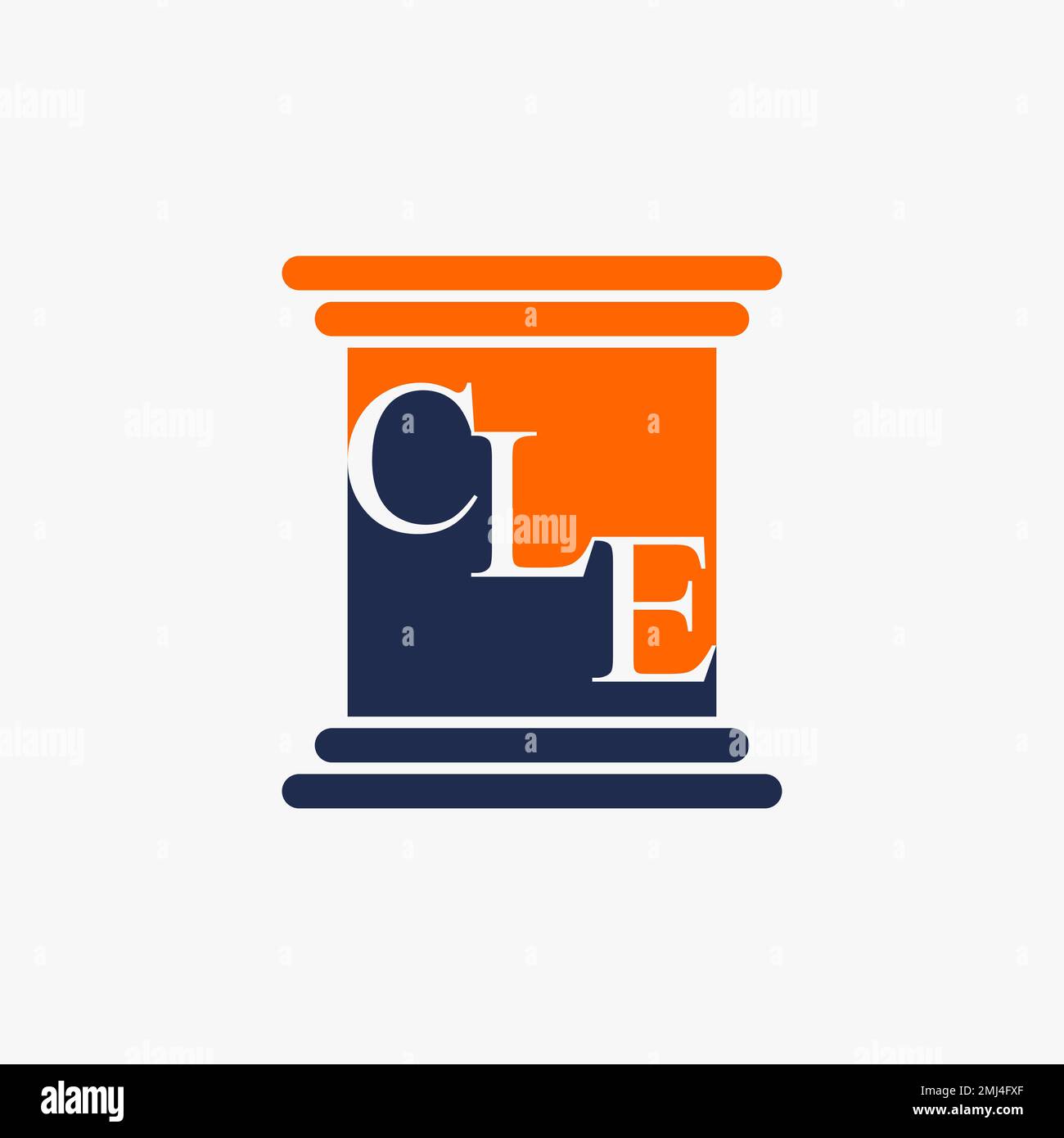 Police unique de lettre ou mot CLE serif de haut en bas sur le support de bâtiment ou pilier graphique logo design abstrait concept vecteur loi de la bourse éducation Illustration de Vecteur