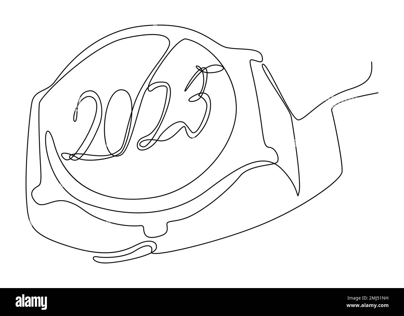 Une ligne continue d'une montre-bracelet et numéro 2023. Concept de vecteur d'illustration à trait fin. Dessin de contour idées créatives. Illustration de Vecteur