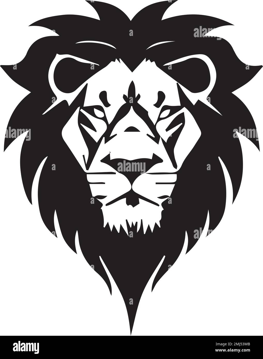 Une silhouette noire de la tête d'un lion sur un fond blanc Illustration de Vecteur