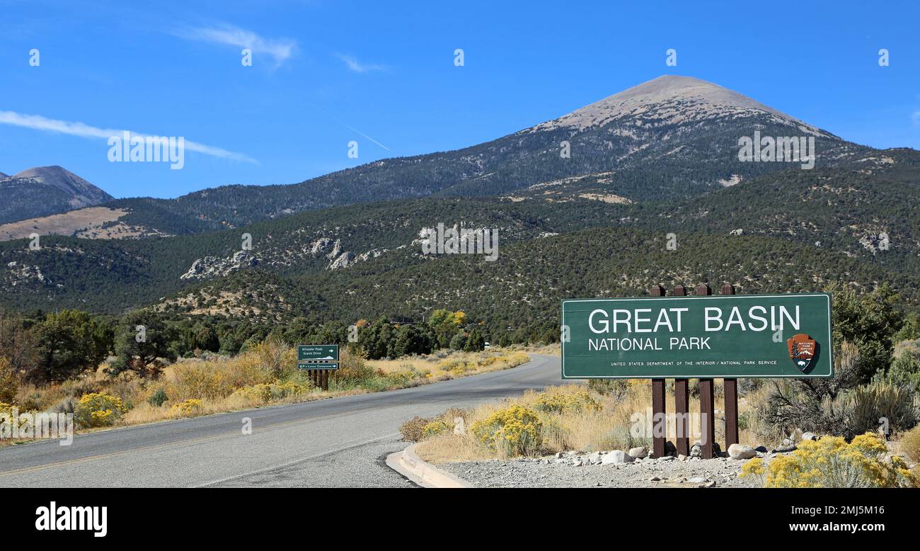 Entrez dans le parc national de Great Basin, Nevada Banque D'Images