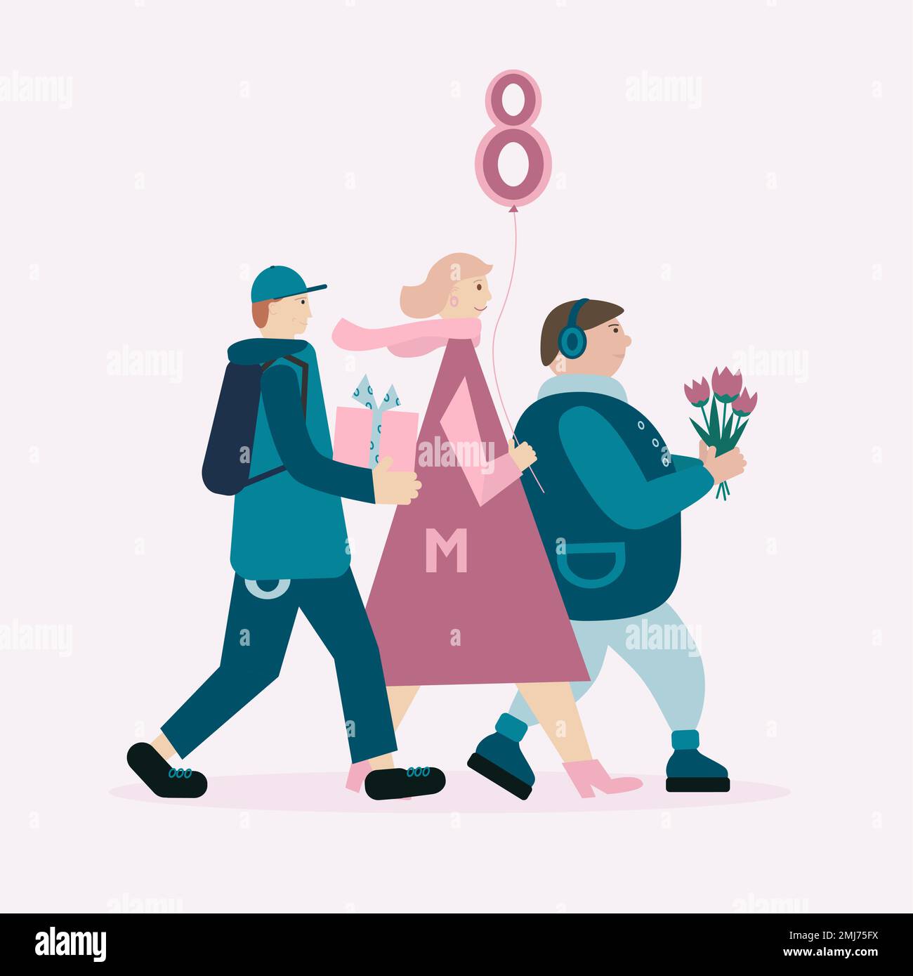 Trois hommes et une femme Banque d'images vectorielles - Alamy