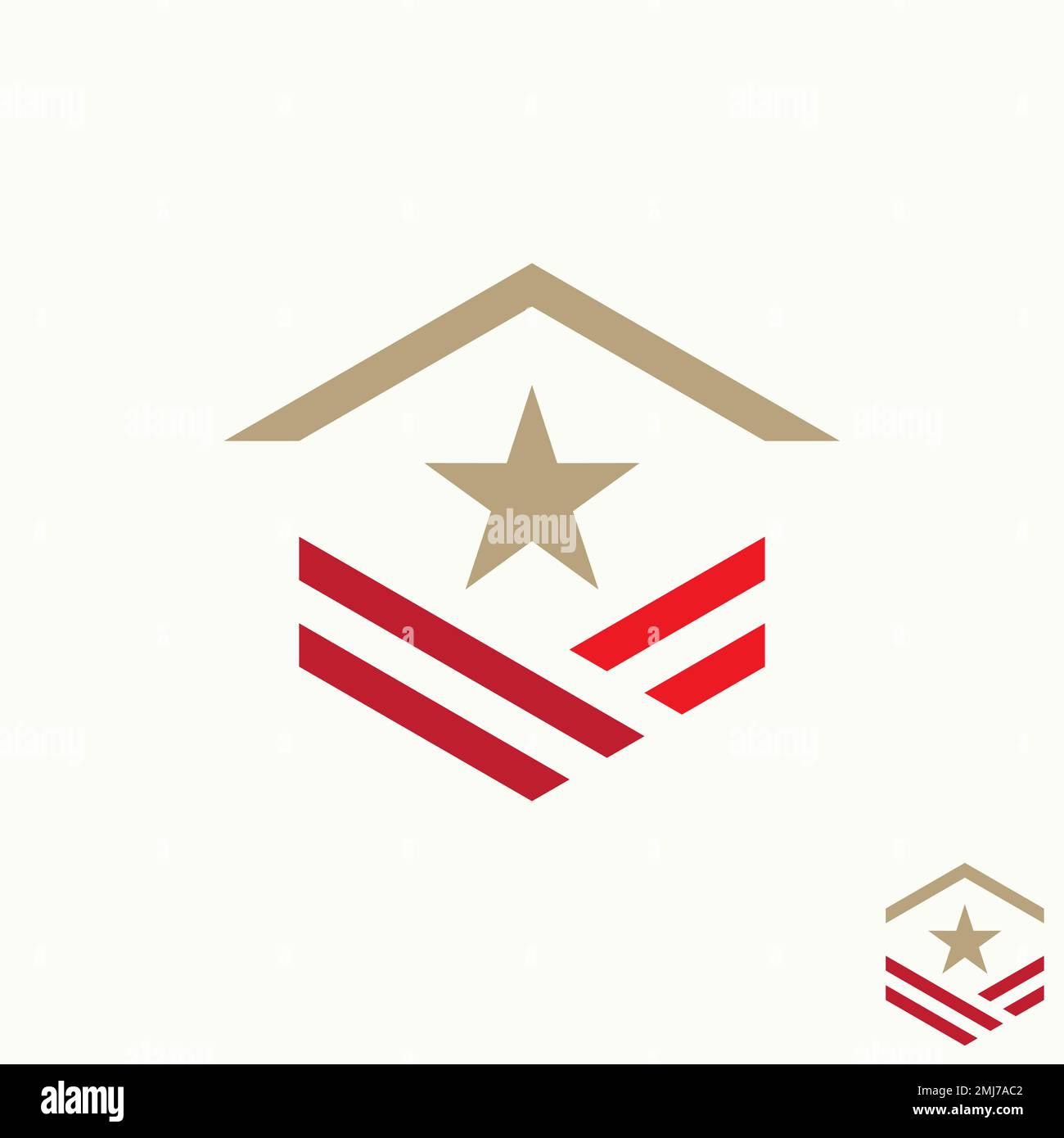Simple et unique affiche de vétéran de l'armée avec toit maison image graphique icône logo design abstrait concept vecteur propriété de stock ou pension Illustration de Vecteur