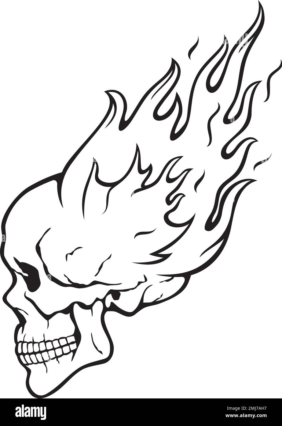 Illustration du vecteur du crâne humain enflammé. Illustration de Vecteur