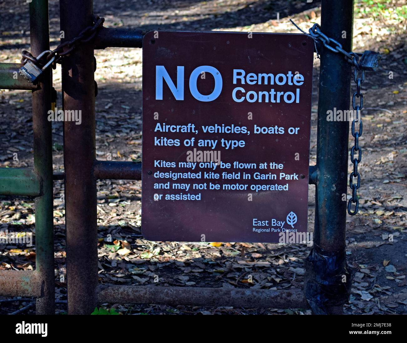 Pas de panneau de télécommande à l'entrée du parc régional de Dry Creek à Union City, Californie Banque D'Images