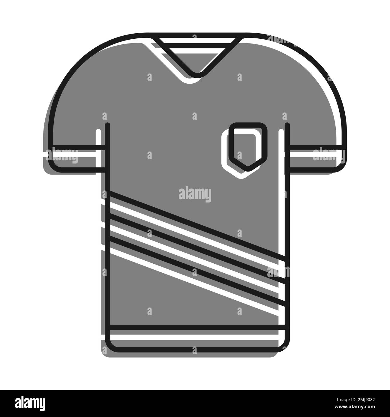 Linéaire rempli d'une icône de couleur grise. Tee-shirt classique football Player. Tenue de sport du joueur de football. Disposition des athlètes sur le terrain. Simple noir et blanc Illustration de Vecteur