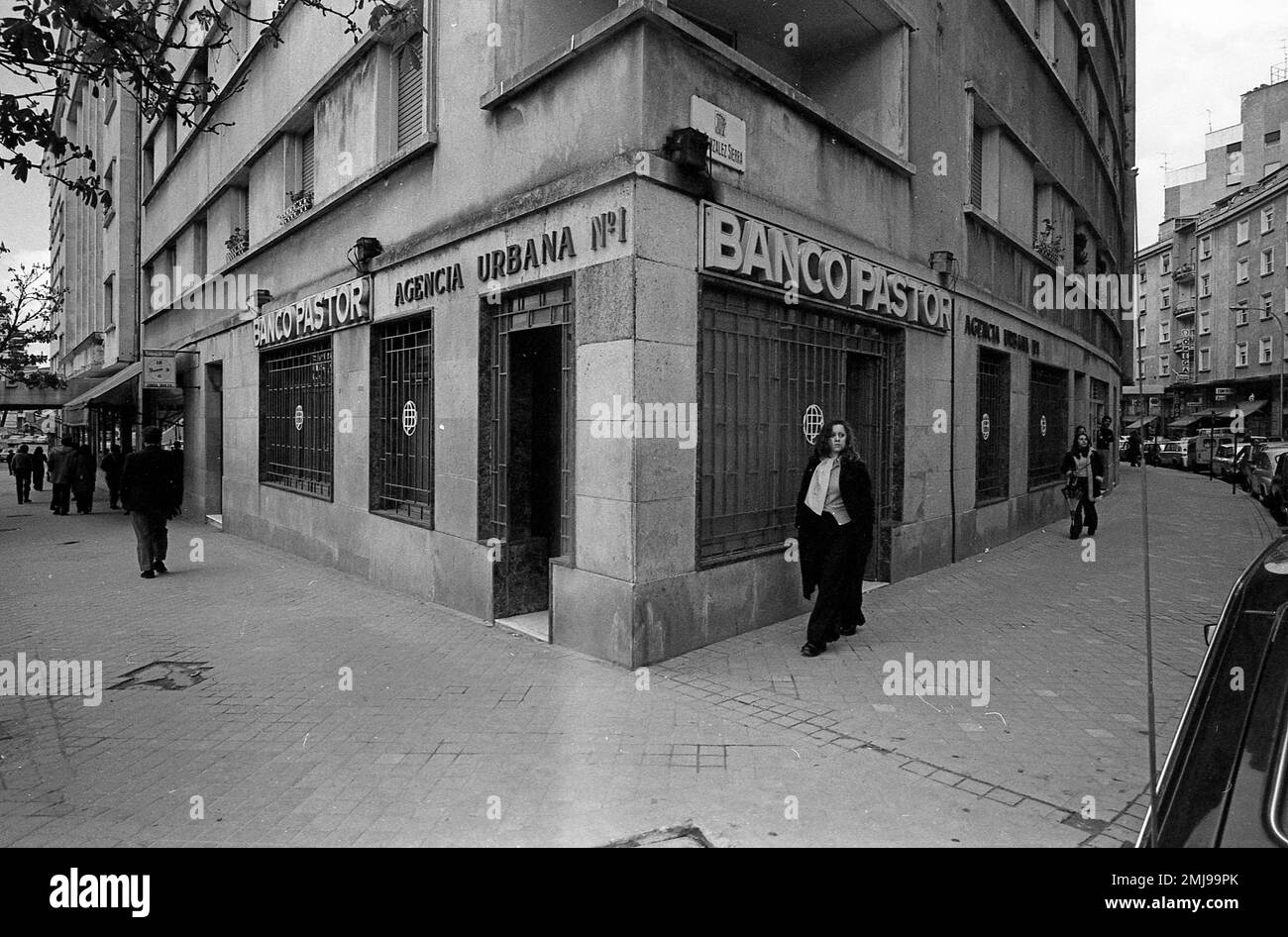 Succursale de Banco Pastor, Vigo, Galice, Espagne, vers 1975 Banque D'Images